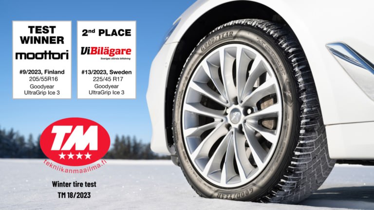 Goodyear UltraGrip Ice 3 получил высокую оценку в нескольких тестах зимних шин Nordic