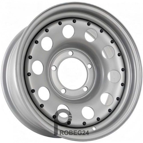 Grizzly SW04 7x16 5*139.7 ET0 DIA108.6 Silver + Black Rivet Литой